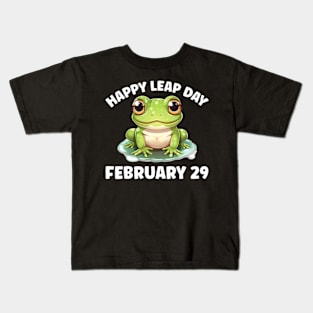 Funny Leap Day Cute Frog February 29th Leap Day 2024 Kids T-Shirt